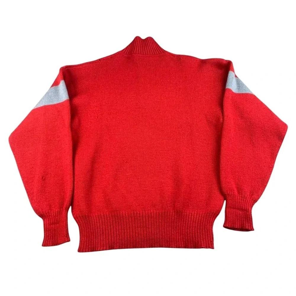 Vintage Serac Apres Ski Sweater Men M Red Globe Patch 80s Retro Hong Kong Made‎